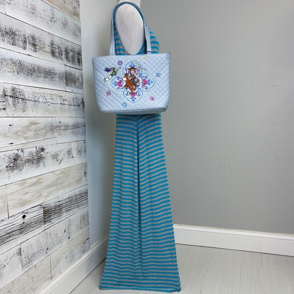 Calvin Klein Grey Blue Striped Tank Maxi Dress Size 12 Sleeveless A-Line Beach - Picture 5 of 16